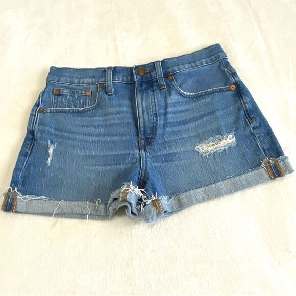 MADEWELL HIGH RISE DENIM SHORTS DISTRESSED - Picture 1 of 8